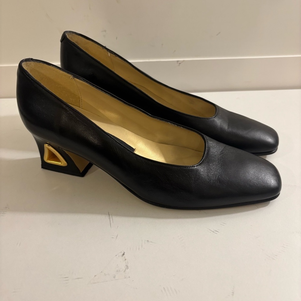 Paul Melian Vintage Rare Classy Elegant Square Heel Leather Pumps Size 6